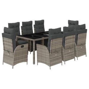 Set da Pranzo da Giardino in Rattan Grigio per 6 Persone, Resistente alle Intemperie, Arredamento da Esterno in Stile Contemporaneo - Product Image 2