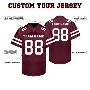 Supplier American Football Jersey Polyester Mesh Dazzle Embroidery Private Label OEM V Neck Breathable Durable Apparel - Product Image 6