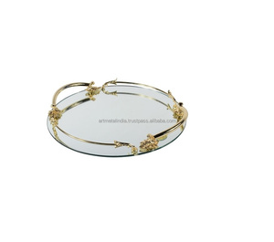 Bandeja de Metal con forma redonda para servir, Base de espejo, nuevo estilo, precio al por mayor - Product Image 1