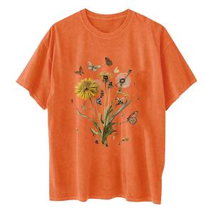 Women's Oversized Printed Plus Size T-Shirts Wildflower Graphic Tees Dropped Shoulders Crew Neck Summer Short Sleeve - Product Image 5