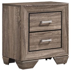 Comodino Rettangolare a 2 Cassetti Tomasina in Finitura Lavata Color Tortora - Product Image 2