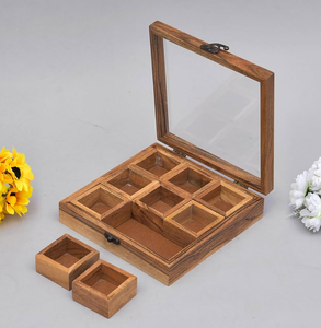 Wood Masala Spice <b>Box</b> Elegant-Style Wooden Spice <b>Box</b> Kitchen Food Grade Customizable <b>Herb</b> Storage Comtainer - Product Image 1