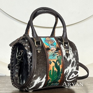 Latest Selling Personalised Hand <b>Tooled</b> Genuine Cowhide Leather <b>Small</b> Speedy Bag Designer Pattern Crossbody Handbag for Unisex - Product Image 1