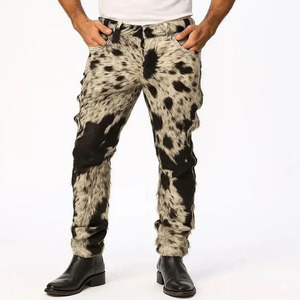 Pantalon en cuir de vachette pleine fleur avec fourrure pour homme – Style western et motard – Vente en gros - Product Image 5