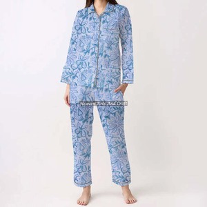 Conjunto de Pijamas de Algodón 100% para Mujer, Ropa de Dormir Suave para el Hogar, Conjunto de Pijamas de Primavera/Verano con Estampado Floral/Personajes/Letras/Estampado/Vacaciones/Árbol PJ050 - Product Image 2