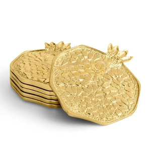 Posavasos de aluminio con forma de granada, estilo americano, de gran calidad, con acabado dorado moderno para un diseño elegante. - Product Image 1