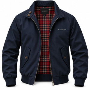 Custom Logo <b>Men</b>’s Harrington <b>Jacket</b> | Polyester <b>Zip</b> Up <b>Jacket</b> with Tartan Plaid Inner Lining | Classic Casual Windbreaker <b>Jacket</b> - Product Image 2