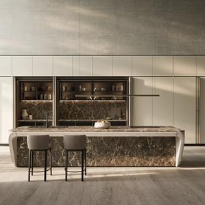 ชุดครัวสำเร็จรูป PVC สไตล์ยุโรปแบบกำหนดเองของ JY Project พร้อมเคาน์เตอร์ MDF ลายหินอ่อน สำหรับอพาร์ทเมนต์ ระบบปิดแบบนุ่มนวล ราคาดีที่สุด - Product Image 2