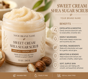 Sweet Cream Shea Sugar <b>Scrub</b> Gentle <b>Body</b> Exfoliator for Wholesale Hydrating, Smoothing & Polishing <b>Scrub</b> Wholesale Bulk Supplier - Product Image 3