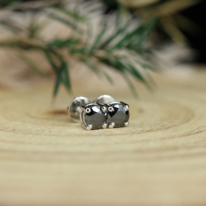 Hot Selling Gold Plated <b>Silver</b> 925 Sterling Women's Stud <b>Earrings</b> with Natural Black Spinel for Wedding and Engagement - Product Image 1