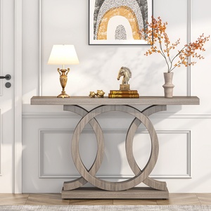 Table de couloir Tribesigns de 55 pouces avec base géométrique, table d'entrée en <span class=keywords><strong>bois</strong></span>, <span class=keywords><strong>console</strong></span> moderne, tables d'entrée - Product Image 1