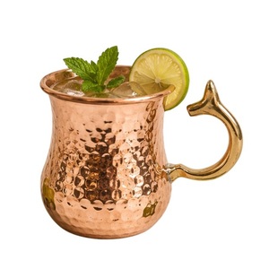 Nouveauté : Tasses à Moscow Mule en cuivre artisanal, cuivre massif pur, tasses martelées pour cocktails, articles de bar avec logo personnalisable - Product Image 5
