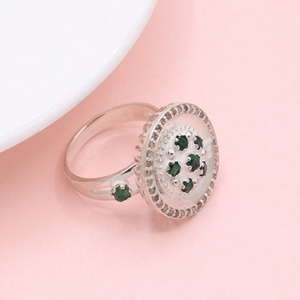 Women's <b>Ring</b> Natural <b>Emerald</b> Gemstone & Real Diamond May Month Birthstone 925 Solid Sterling <b>Silver</b> Birthday Jewelry Wholesale - Product Image 2