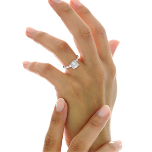 Cushion Cut Diamond Solitaire Engagement Ring in White Gold Classic Minimal <b>Bridal</b> Ring Elegant Luxury Proposal Jewelry - Product Image 5