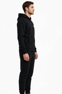 Unisex <b>Black</b> <b>Zip</b> <b>Up</b> <b>Hoodie</b> Oversized Solid Color Hooded Sweatshirt French Terry Casual Autumn Pullover - Product Image 5