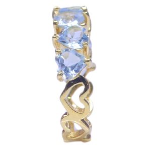 Anillo Clásico de Plata de Ley 925 Chapado en Oro con Topacio Azul para Mujer, Joyería para Bodas - Product Image 4