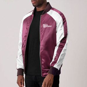 Veste bomber en satin pour homme au design esthétique unique avec poches latérales pour un style de vie urbain moderne - Product Image 2