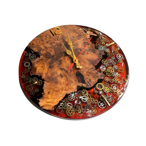 Support de rangement rond en résine fait main avec feuille et engrenages, design rustique - Product Image 3