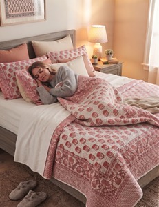 Colcha Kantha Rosa Tradicional con Estampado Floral Hecho a Mano, 100% Algodón, Estilo Boho, Reversible, para Todas las Estaciones - Product Image 5