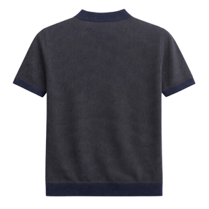 Polo en tricot rayé pour homme, manches courtes, coton premium, col contrastant, coupe ajustée, décontracté, élégant, vêtements d'été, vente en gros - Product Image 3