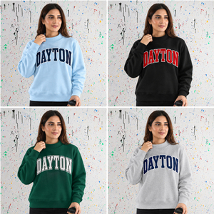 Sudadera de cuello redondo para mujer Dayton, gris, personalizada, suéter de cuello simulado D9, bordado de letras griegas, ropa universitaria, negro - Product Image 5