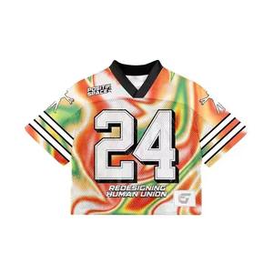 T-shirt Homme Oversize Col V Séchage Rapide Imprimé Numérique Rétro Maillot de Football Ample Manches Courtes en Mesh 100% Personnalisé en Usine - Product Image 3