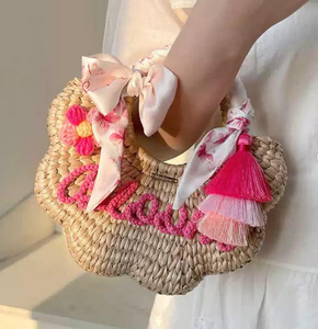 Best Summer Product 2026 Unisex Handmade Bags Cheap Wholesale Straw Bag High Quality Water Hyacinth Bag With Pompom - Product Image 2