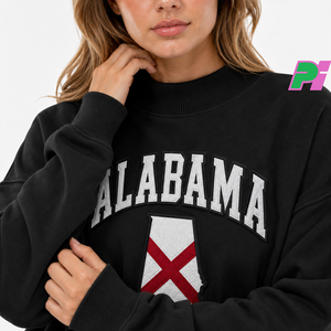 Sudadera de cuello alto para mujer con letras de ALABAMA en aplique, mapa del estado, forro polar grueso, estilo oversize. - Product Image 6