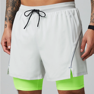 Customized High Elastic Split Hem Two-in-one Oxford Fabric Breathable Quick Dry Eco-Friendly Men's Sports Shorts - Product Image 6