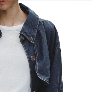 Camisa vaquera de manga larga para mujer, cuello vuelto, color liso, top informal con bolsillos, ropa de primavera - Product Image 2