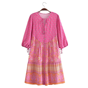 Vestido mini estampado para mujer, vestido de moda de manga larga - Product Image 1