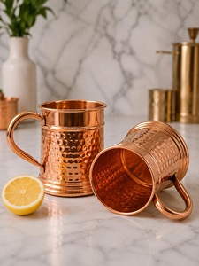 Mug à Moscow Mule classique en cuivre martelé ILAHI avec poignée, réutilisable pour les fêtes à domicile - Product Image 3