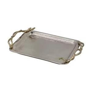 Plateau de service en métal artisanal, élégant, pour la présentation de la restauration, idéal pour les mariages, les scènes et la décoration d'événements - Product Image 2