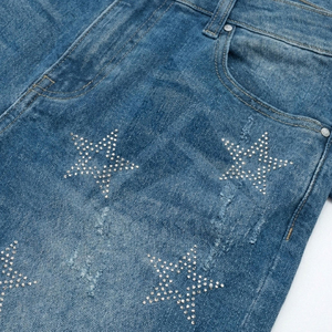 กางเกงยีนส์ขาสั้นผู้ชายประดับเพชร กางเกงยีนส์คริสตัลสุดหรู สตรีทแวร์ ขายส่งจำนวนมาก กระบวนการนำเข้า-ส่งออก - Product Image 3