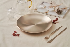 <b>Large</b> 25cm Round Bronzeware Dinner <b>Plate</b>, Elegant Hand-forged Korean Traditional Serving Dish - Product Image 2