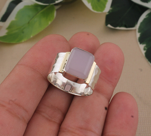 Bague en argent sterling 925 avec quartz rose naturel, pierre de guérison, gemme rose, pour femme, classique, idéale pour les fêtes, cadeau d'amour-propre, vente en gros - Product Image 6