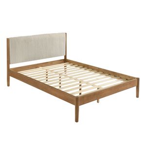 Letto con Piattaforma Imbottita Vichy Queen in Serie Legno di Gomma Noce Chiaro - Product Image 5