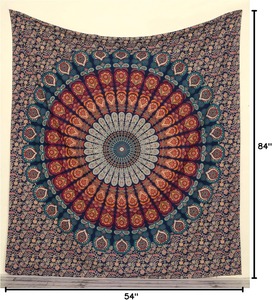 Popular Tapiz Hindú Hippie |   Colcha de Pared con Diseño de Mandala de Elefante, Estilo Bohemio, Tamaño Individual 54x84 Pulgadas, Multicolor - Product Image 6