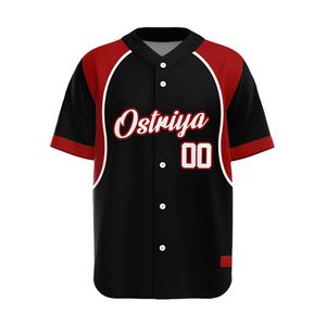 New Design Full Button 100% Polyester V Neck Baseball Jerseys Custom <b>Heat</b>-Transfer Printed Team Name Logo Short Sleeve Front - Product Image 1
