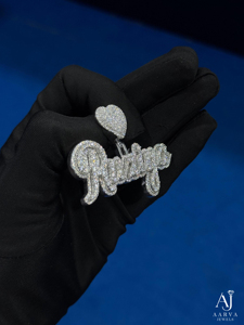 Collar con Colgante de Nombre Personalizado de Plata de Ley 925 con Baño de Oro Rosa y Rodio, Moissanita, Estilo Hip Hop para Fiesta - Product Image 4