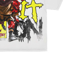 Camiseta Blanca de Manga Corta para Hombre con Estampado de Personajes Personalizado, Cuello Alto, Corte Regular, Formal, 100% Algodón, Tejido de Punto - Product Image 4