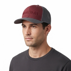 Gorra Trucker Gris Borgoña para Hombre, Malla Trasera, Cierre a Presión, Gorra de Béisbol, Logotipo Bordado Personalizado, Ajustable - Product Image 1