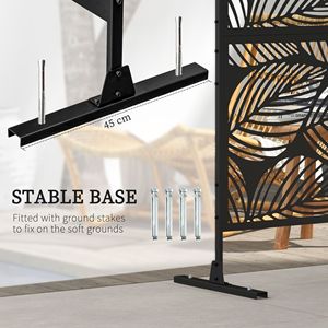 6.5FT Black Stand Metal Outdoor Privacy <b>Screen</b> Divider <b>Leaf</b> Design Water Bubble Art Garden Fence for Outdoor Room Partition - Product Image 5