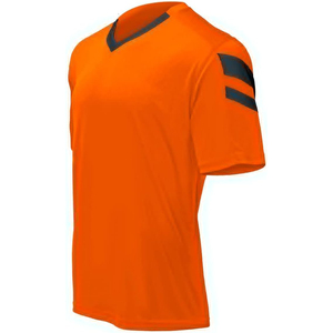 Maillot de football pour homme, jaune fluo, col en V, manches courtes, polyester respirant, coupe classique, toutes saisons, imprimé uni - Product Image 4