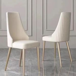 Set di 2 sedie da pranzo in pelle PU bianca con robuste gambe in metallo - Product Image 2