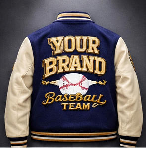 Veste de baseball personnalisée pour homme, en laine avec manches en cuir, style classique américain, veste bomber streetwear style USA - Product Image 2