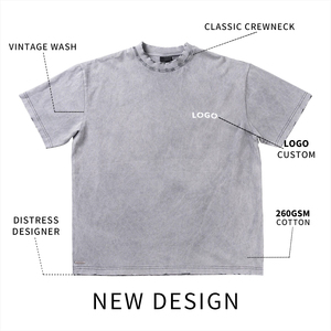 T-shirts Rétro Vintage Délavés à l'Acide en Gros, T-shirts Oversize Hip Hop 100% Coton Unisexe, T-shirts Effet Vieilli Délavés à l'Acide - Product Image 3