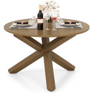 47 Inches <b>Round</b> <b>Solid</b> Acacia <b>Wood</b> <b>Dining</b> <b>Table</b> with Legs for 4-6 Persons - Product Image 4