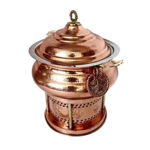 Plat à chafing en cuivre martelé de luxe avec support et couvercle en dôme, chauffe-plats pour buffet, idéal pour l'hôtellerie et la restauration. - Product Image 2