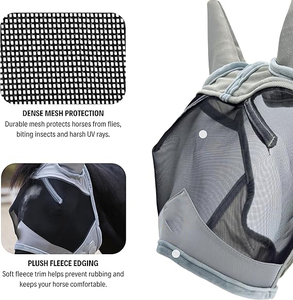 High Performance Horse Ear <b>Bonnet</b> UV Protection Soft Knitted Fly Veil Professional Equestrian Gear by Standard International - Product Image 4